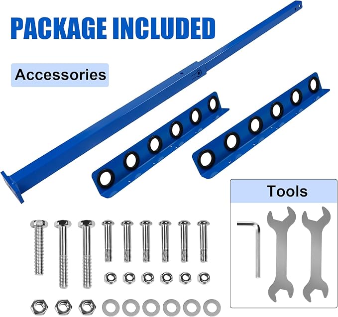 Vertical Hand Rack for Enclosed Landscaping Truck Trailer Garage or Shed Walls Holds 6 Tools for Shovels, Rakes, Hoes, Open Trailer Storage, 1 Pack (Blue)
