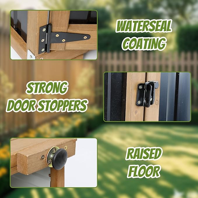 Outdoor Storage Cabinet Weatherproof,Wood & Metal Storage Shed with Adjustable Shelves & Lockable Doors,Vertical Outdoor Cabinets for Backyard Patio, Gardening Tools and Accessories,Brown