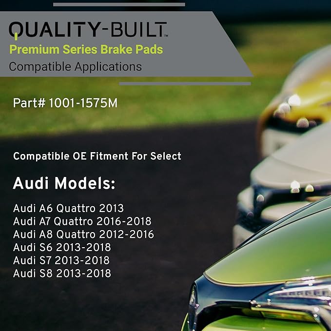 Premium Semi-Metallic Front Brake Pads (1001-1575M) Compatible with Audi A6 Quattro 2013, A7 Quattro 2018-2016, A8 Quattro 2016-2012, S6 2018-2013, S7 2018-2013, S8 2018-2013