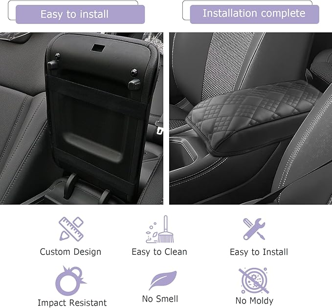 LUWU 2025 Kicks Center Console Cover Compatible with 2025 Nissan Kicks Accessories 2025 Kicks S/SV/SR Armrest Cover Armrest Console Cover (Thick Black)