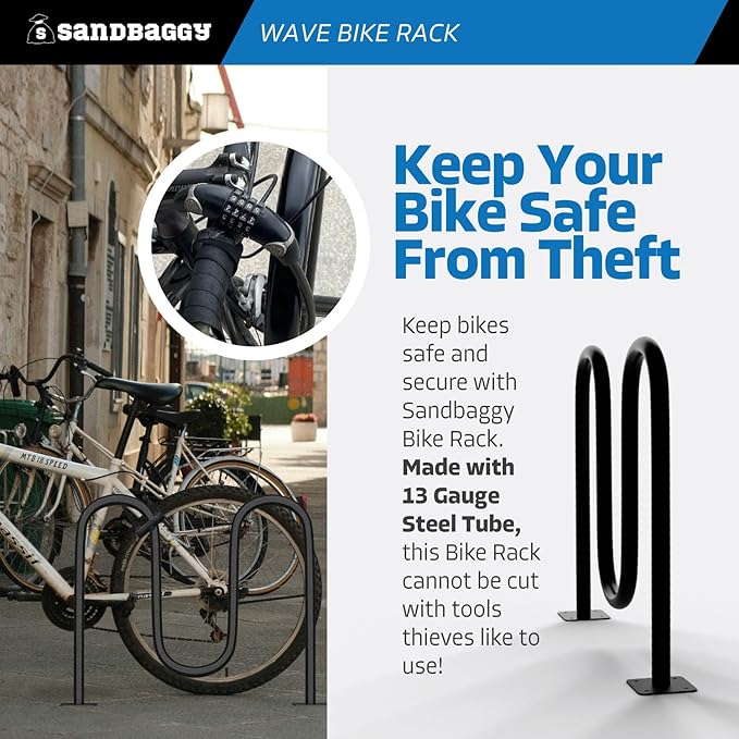 Sandbaggy Commercial Bike Racks - Galvanized Steel - Anti-Theft Design - In Ground, Apartments, Sidewalks, Industrial