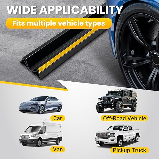 ROBLOCK 18" Parking Stopper for Garage, Car Stopper for Garage Precision Stopping, Heavy Duty Parking Block with Reflective Strips, Suitable for Car, SUV, Easy Install, 2 Packs