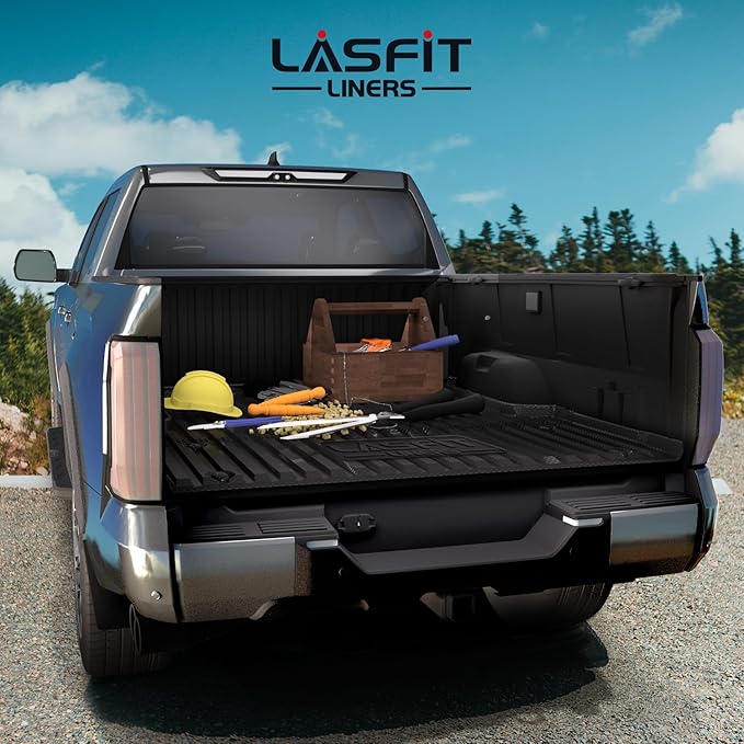 LASFIT Bed Mat for Toyota Tundra 2025 2024 2023 2022 Truck Bed (5.5FT,5.5'), All Weather 5.5 FT Bed Liner for Toyota Tundra Accessories TPE Trunk Mat Cargo Mat, Black