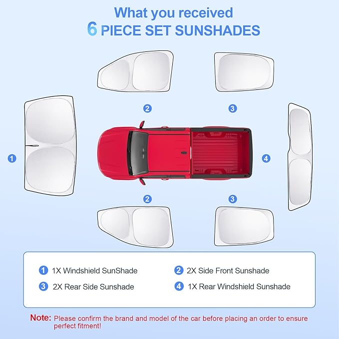 6pcs Car Window Shades for Chevrolet Colorado 2015-2022 Accessories,Windshield Side Rear Full Sunshade,Sun Visor UV Blocking, Privacy Protection and Blackout for Camping Outdoor