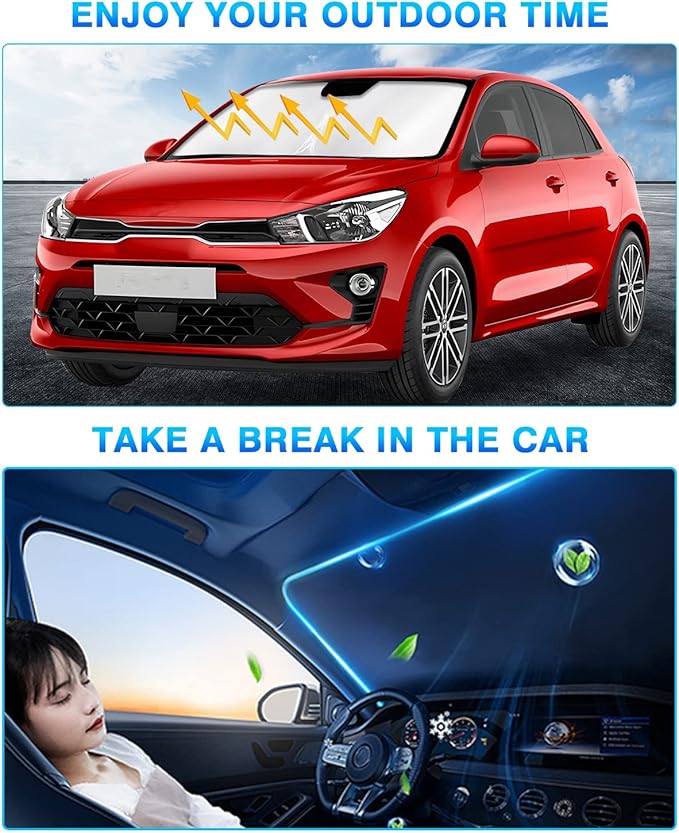 KUST Windshield Sun Shade for Kia Rio 2018-2023 Window Shade Sun Visor Cover Foldable Blocks UV Rays Keep Your Car Cooler
