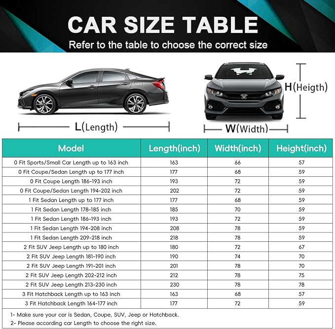 16 Layers Car Cover Waterproof All Weather, Heavy Duty Full Exterior Cover Universal Fit Coupe Ford Mustang/Shelby, Chevrolet Camaro/Corvette, Kia Optima, Audi A4/A5, BMW 5 Series 525i etc.