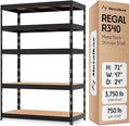 Storage Shelves: 5 Storage Shelves Heavy Duty w/ 3,750 lb Total Load Capacity, 750 per Storage Shelf, 71x47x24 | Perfect Solution for Your Storage Needs, Adjustable Shelving Unit