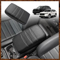 Muslogy Center Console Cover Compatible with 23 24 2025 2026 Honda CR-V Accessories CRV Hybrid LX EX EX-L Sport Touring Armrest Cover Lid Cushion Protector Vegan Leather Extra Soft(Black/White Trim)
