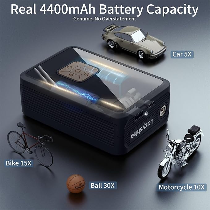 Portable Air Pump for Car Tires, 150 PSI Tire Inflator Cordless with LED Light, Rechargeable Auto Shut-off Air Compressor 2X Fast Inflation Tire Pumps for Car Bike Motorcycle Ball