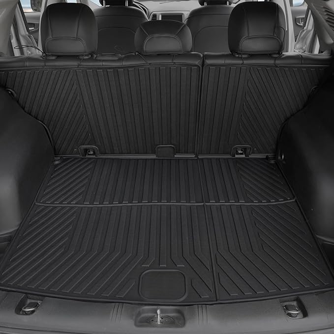 Floor Mats Set for 2017-2025 Jeep Compass Accessories(New Body Style 2nd Generation), Full Coverage All Weather Floor Mats with Cargo Mat TPE Includes Backrest Protectors & Door Sill Guards