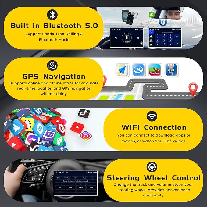 [4G+64G] Android 15 Car Stereo for Kia Cerato K3 Forte 2013-2018 with Wireless Carplay Android Auto, 9 Inch HD Touch Screen with WiFi GPS Bluetooth5.0 FM/RDS Radio 32EQ SWC Backup Camera MIC