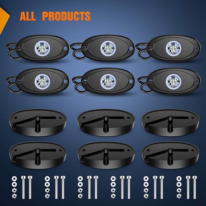 Nilight LED Rock Light 6PCS White Light Pods Waterproof Under Body Wheel Well Light Exterior Interior Lights for Car Truck Pickups ATV UTV SUV Motorcycle Boat, 2 Years Warranty