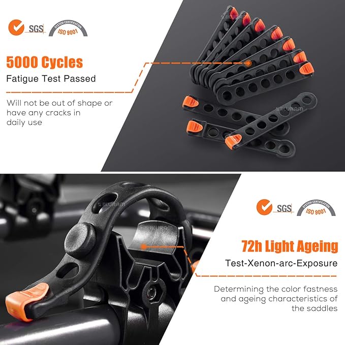 4 Bike Rack Bicycle Carrier Racks Hitch Mount Double Foldable Rack for Cars Truck SUV Fits 2" Receiver, Tie Down Strap, Anti-Rattle Hitch Tightener & Bicycle Cross-bar Adapter for Kid’s Bike