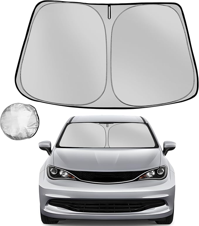 Windshield Sun Shade for 2017-2025 Chrysler Pacifica Minivan Foldable Sun Sunshade for Car Front Window Blocks UV Rays and Heat Automotive Interior Protector Custom Fit Accessories