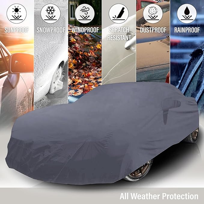 Supreme Full Car Cover – for Pontiac Grand Safari 1971-1976 Wagon 4-Door Semi Custom Fit Waterproof Full Coverage All Weather Windproof Dust Proof Indoor Outdoor Automobile