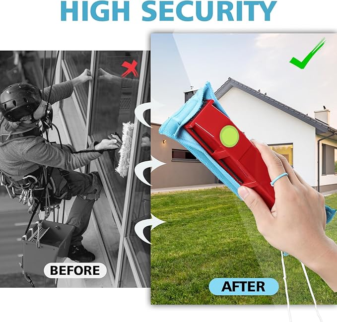 Magnetic Window Cleaner, 0.8"-1.1" Double Sided Window Glass Wiper Cleaning Tool for High-Rise Cleaning Windows Thickness, Magnetic Car Window Cleaner, Outdoor Window Cleaner