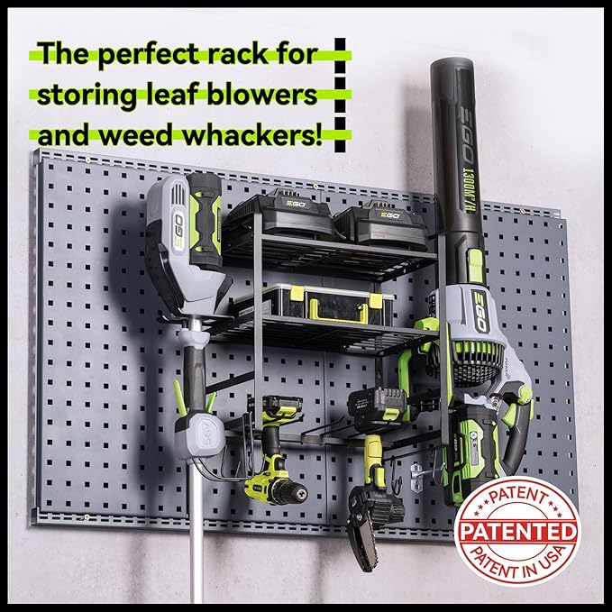 KAFAHOM Leaf Blower and Weedeater Hanger,Lawn Power Tool Organizer Wall Mount Rack Hanger for Leaf Blower and Weed Eater,Heavy Duty Lawn Tool Storage and Organization with Hooks