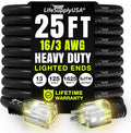 25ft Outdoor/Indoor Extension Cord 16/3 Gauge Heavy Duty 3 Prong SJTW, Waterproof, Flexible Cold-Resistant Long Power Cord,13A 125V 1625W, Black by LifeSupplyUSA