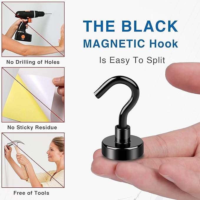 LOVIMAG Magnetic Hooks, 30Lbs Strong Magnetic Hook for Cruise, Magnet Hooks for Hanging, Classroom, Fridge, Refrigerator, Ceiling, Office, Kitchen. Grill, Garage- 25 Pack