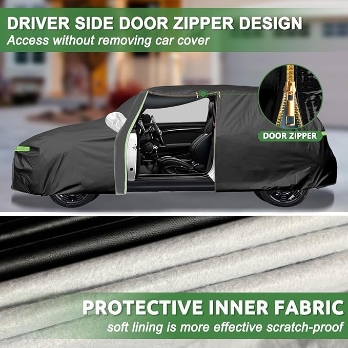 Car Cover for 2002-2025 Mini Cooper/Cooper S/Hardtop/Convertible 2-Door,Full Exterior Car Covers for Automobiles All Weather Waterproof Heavy Duty,Zipper/Cotton Rain UV Proof Custom fit【210T Taffeta】