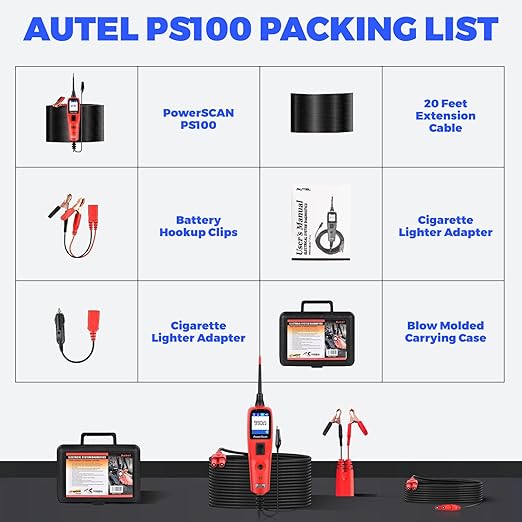 Autel PowerScan PS100 Circuit Tester, 12V 24V Automotive Electrical Tester, Circuit Breaker Finder, AC/DC/Continuity/Signal Test, Component Activation, Power Circuit Probe Kit with 40ft Cable