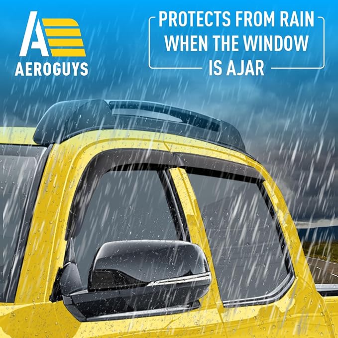 Extra Durable Window Deflectors Tape-On Window Visors Rain Guards Fit for Toyota Tacoma 2016-2023 Double Cab, Sun Visors, Wind Vent for Shades, Exterior Car Accessories - 4pcs. AG0743