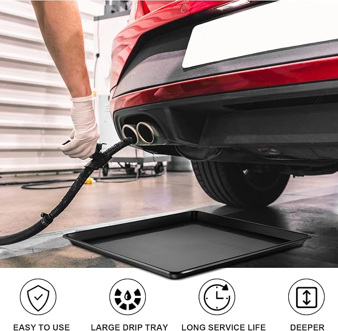 6Pcs Extra Large Car Oil Drip Pan- 35.4 x 24 x1.6 Inches Oil Drain Pan for Oil Change- Oil Drip Tray for Under Car Plastic Oil Tray, Oil Catch Pan Replacement Tray to Keep Garage Floor Clean