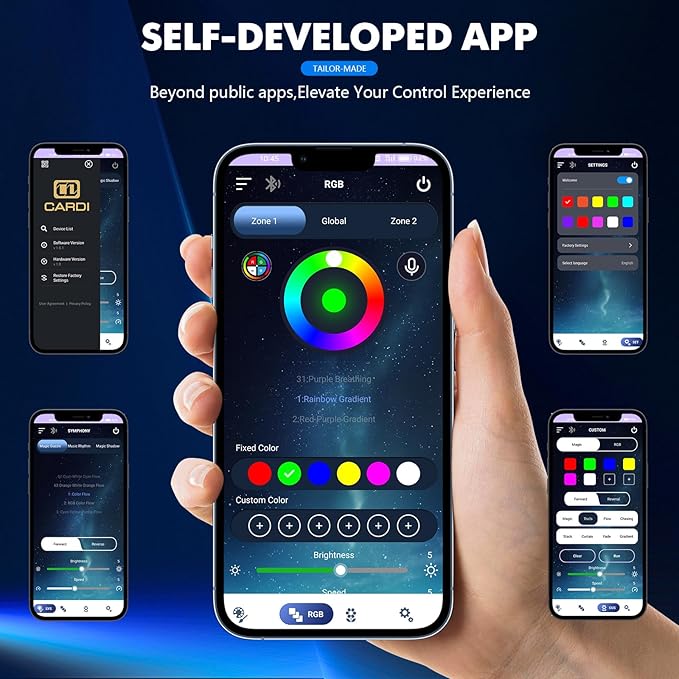 2025 Upgraded Acrylic Interior Car LED Strip Light with Self-Developed App Dreamcolor RGB 6 in 1 | Zone Control | Super Brighter LED Strips | Music Sync | 16M Colors Car Ambient Lighting