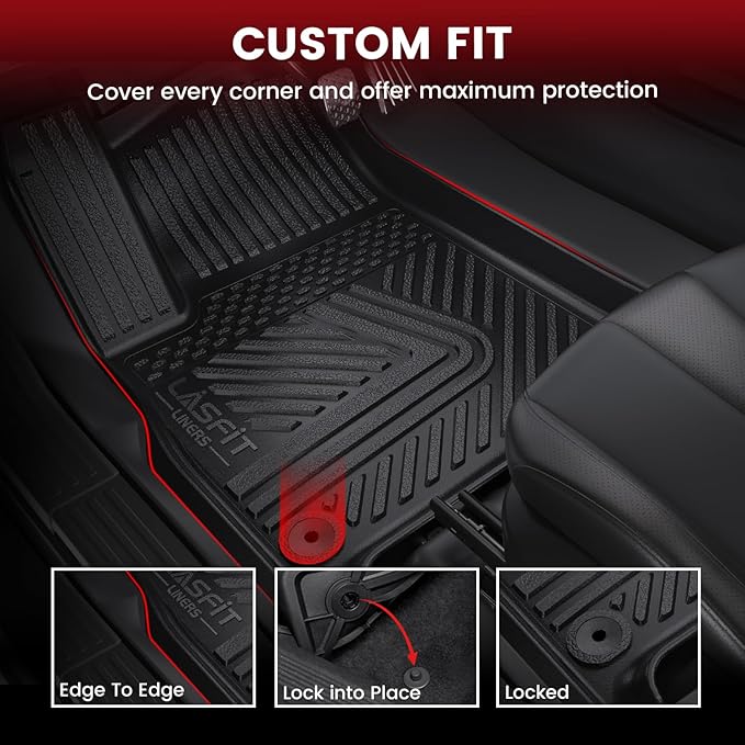 LASFIT Floor Mats for Rivian R1S 2022 2023 2024, All Weather Floor Liner TPE Custom Fit Car Mats for Rivian R1S 1st & 2nd & 3rd Row Rubber Mats, Black,Tasteless, Durable and Easy to Clean