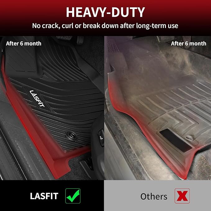 LASFIT Floor Mats for Toyota Tundra 2022-2024 2025 CrewMax Cab, All Weather Custom Fit TPE Floor Liners for Tundra SR/SR5/TRD PRO/Limited/Platinum/Castone Front&Rear 2 Row Car Mats, Black