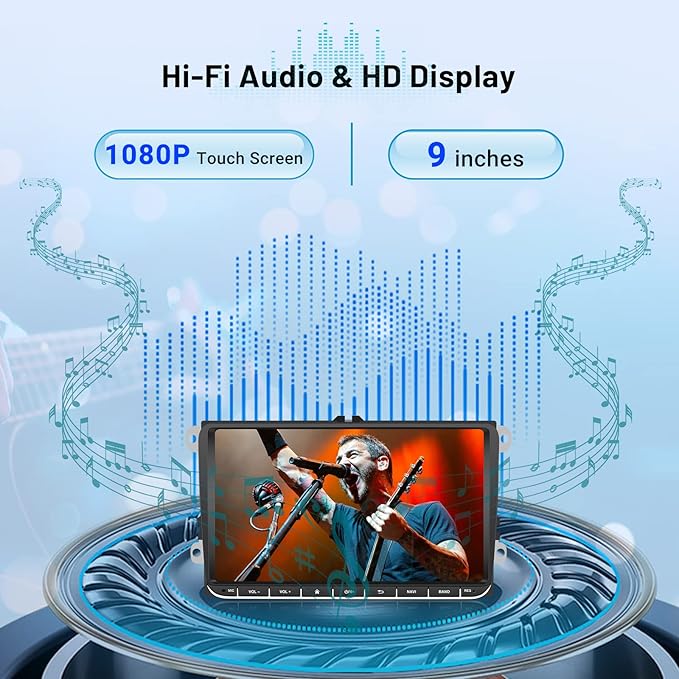 Car Radio for VW Passat Jetta Golf Skoda Polo, [1G+32GB] 9 inch Touch Screen Android Volkswagen Stereo with Wireless CarPlay Android Auto Bluetooth GPS WiFi FM+Backup Camera