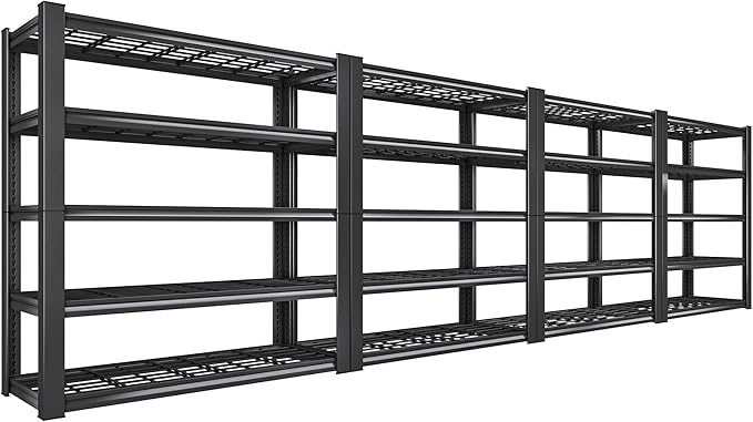 REIBII 3010LBS Storage Shelves 72" H Garage Shelving Heavy Duty Metal Shelving 5 Tier Adjustable Metal Shelves for Storage for Pantry Kitchen Basement 72" H x 35.5" W x 16" D, 4 Pack