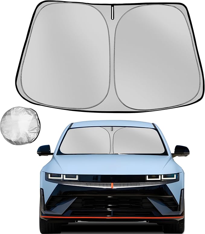 Windshield Sun Shade for 2022-2025 Hyun-dai Ioniq 5 Foldable Sun Sunshade for Car Front Window Blocks UV Rays and Heat Automotive Interior Protector Custom Fit Accessories