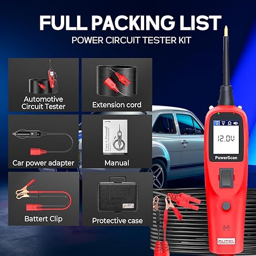 Autel PowerScan PS100 Power Circuit Probe Tester - 2025 12V 24V Car Circuit System Diagnostic Tool, Open Breaker Short Finder, Read AC/DC Resistance, Activate Component, w/ 20ft Cable, for 99% Cars