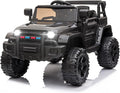 JOYMOR Ride on Truck with Remote Control, 4 Wheels 12V Battery Powered Kids Car, with LED Headlight/Horn Button/ MP3 Player/USB Port/Forward Backward/Kids Girl Boy (Black)