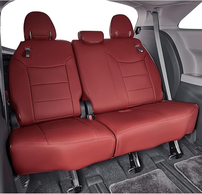 EKR Sienna Seat Covers for 2011-2020 Toyota Sienna XLE,Limited,Limited Premium,7 Seats,2nd Row Captain Seats W/Legrest,Seat Covers for SUV,Automotive Seat Cover Full Set-Three Row,Leather(Burgundy)