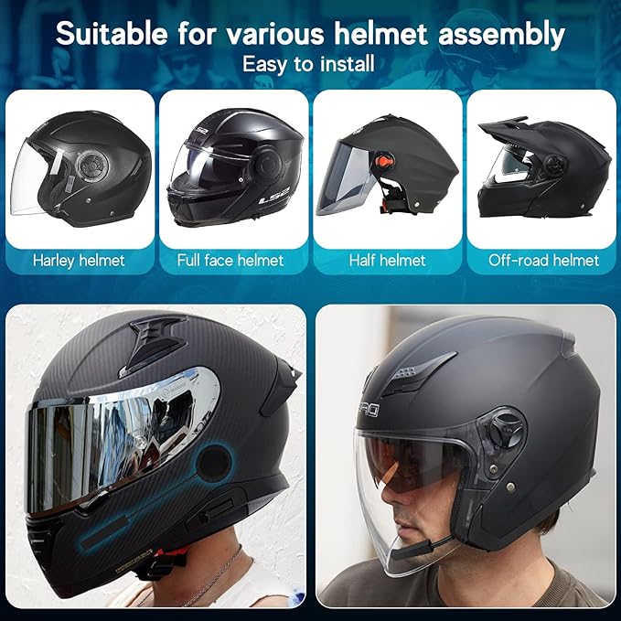 MAXTO Motorcycle Helmet Bluetooth Headset Outdoor Hands-Free Speaker Bluetooth 5.3 EDR Wireless Motorcycle Headset Automatic anwser High Sound Quality Headphone