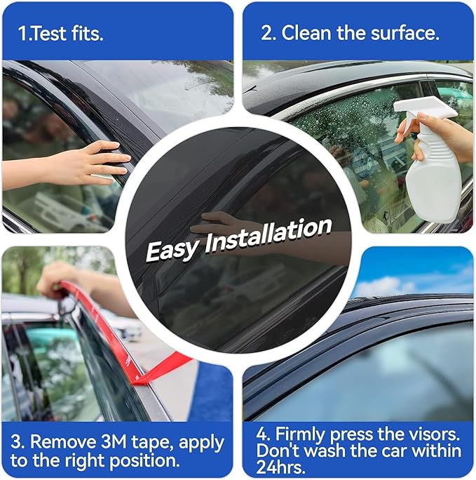 Window Visors Rain Guards for 2015-2024 Ford F150 SuperCab, Out-Channel Window Vent Wind Deflectors Visors Shades for 2017-2024 Ford F150 Raptor/ F250 /F350/ F450 Super Duty Extended Cab