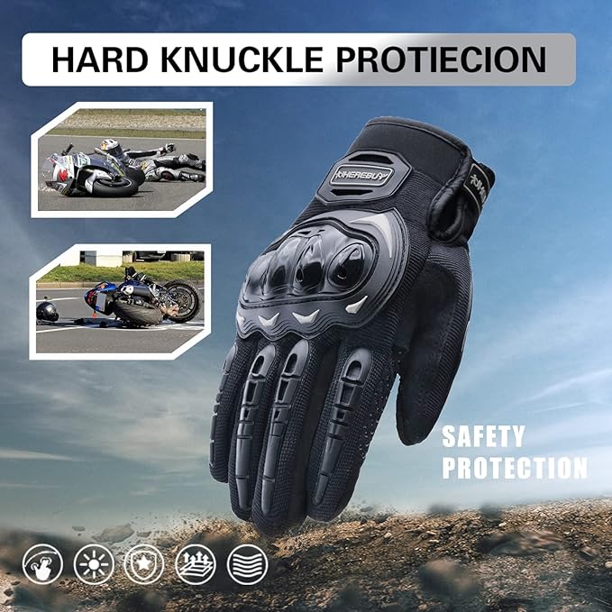 Motorcycle Gloves Touch Screen Full Finger Riding Gloves Knuckle Protection for Men and Women for Dirt Riding, Road Racing, Cycling, Climbing Work Outdoor Sports