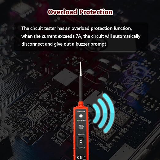 Power Circuit Probe Tester, 6V-24V DC Test Light, Automotive Short Circuit Located and Component Activated, 12V Auto Electrical Tester, Polarity Identify with LED Light, Overload Protection