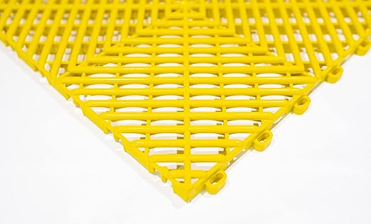 Interlocking Soft PVC Modular Garage Flooring Tile - 12"x12" | 5 Count - Pool Patio Floor, Ideal for Indoor and Outdoor Use, Interlocking Drainage Mats (Yellow, 12 x 12)