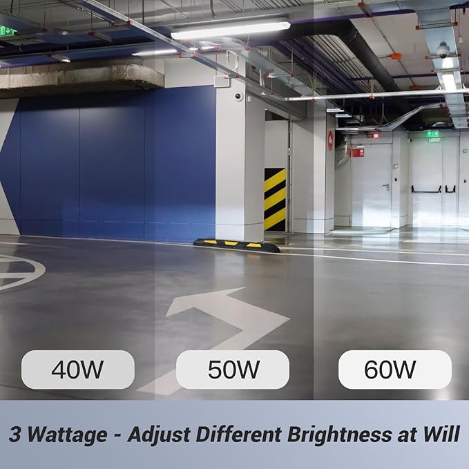 JTT LED Vapor Tight Light 60W/50W/40W 7800lm (180W Eq.), Waterproof LED Outdoor Shop Light 6000K/5000K/4000K IP65 Vapor Proof Fixture for Parking Garage Car Wash Warehouse ETL Listed