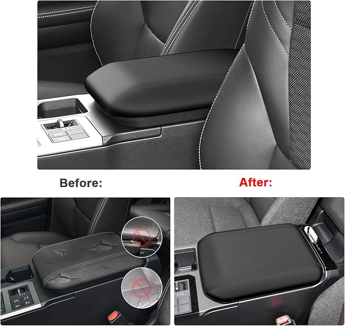 SXCY for 2024 2025 Land Cruiser Armrest Cover for Toyota Land Cruiser 2025 Accessories 2024 2025 Land Cruiser Center Console Cover 2025 Land Cruiser Middle Console Cover (Black Leatherette ABS)