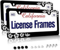 Stainless Steel Hibiscus Flower License Plate Frame Hibiscus License Plate Holder， Tropical Floral Car License Plate Covers Accessory tag Frame with Screws for Women 12.3" X 6.3"