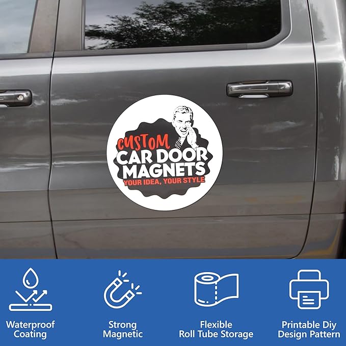 Custom Car Magnet Signs for Businesses (18" Round) 2 pk - Personalized Car Magnets for Advertising and Vehicle Promotion - Advertising Magnets for Cars Door - Professionally Printed