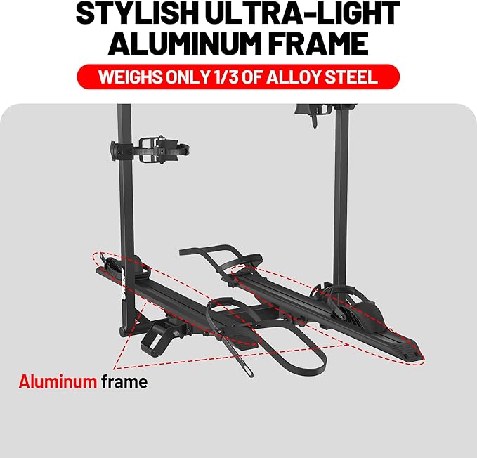 Young E-Bike Rack Hitch Mount Platform Style for Cars Trucks SUVs Minivans RV, fits E-Bike with Up to 5-inch Fat Tire, 200 lbs Capacity