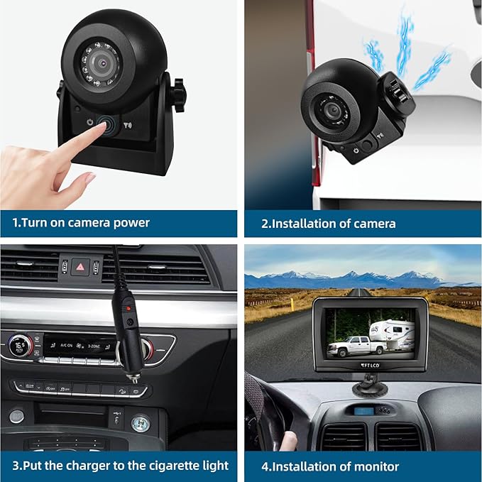 Magnetic Wireless Backup Camera with 4.3'' Monitor, Rechargeable Battery Powered Backup Camera System for Car, Trucks, RV, Trailer, Camper, IP68 Waterproof, Super Night Vision(MS-343)