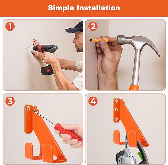 Chainsaw Hanger,1 Pack Durable Chainsaw Holder, Heavy Duty Wall Mount Hanger, Chainsaw Storage Rack for Garage & Shed, Anti-Scratch Organizer for Garage Organization