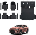 Floor Mats Set for 2023-2025 Lexus RX350/RX350H/RX500h(Not for RX450h & PHEV) Accessories, All Weather Floor Mats with Cargo Mat TPE - Includes Backrest Protectors & Door Sill Guards