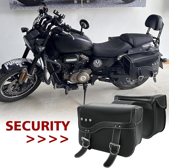 SUNPIE Motorcycle Saddlebags - Universal Leather Motorcycle Luggage Bag Waterproof Motorcycles Saddle bag with Large Capacity for Sportster Softail Shadow Dyna V-star